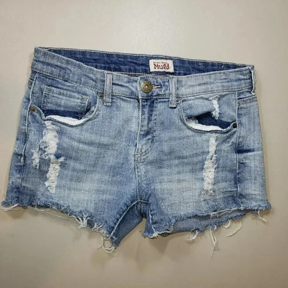 Mudd 9 blue distressed jean shorts‎ - Picture 1 of 5